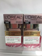 (2) L&#39;Oreal Eye Brightener Creme Age Perfect Rosy Tone Dark Circles 5oz - £11.96 GBP