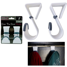 2 Pc Over The Door Hooks Hangers Hanging Purse Bag Towels Coats Rack Space Saver - £15.81 GBP