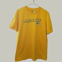 Green Bay Packers Shirt Mens Medium Yellow Short Sleeve Casual - $12.98