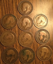 1911 To 1920 Set Of 10 Uk Gb Great Britain Half Penny Coins - £9.07 GBP