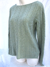 Lauren Ralph Lauren Womens Large Cotton Cable Knit Fisherman Sweater Green - £21.21 GBP