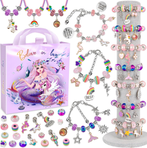 Easter Gifts for Girls, Charm Bracelet Making Kit Mermaid Gifts for Girls DIY Cr - £18.01 GBP