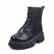 Women Boots Ankle Boots Leather Platform Round Toe Black Boots Women Got... - £31.01 GBP