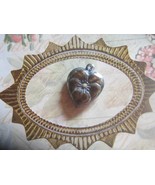Vintage Sterling silver enameled puffy heart charm- AUTUMN BROWN pansy - $29.00