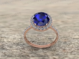 Natural Blue Sapphire Oval Gemstone Women Sterling Silver Ring Jewelry - £49.61 GBP