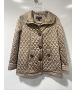 Jones New York Signature Womens Beige Quilted w/Brown Button Snaps Jacke... - $34.16