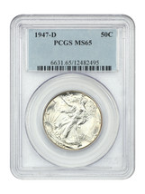 1947-D 50C PCGS MS65 - $168.05