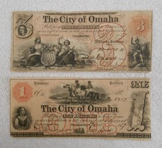 1857 $1 & $3 The City of Omaha - Omaha City, NEBRASKA (Territory) Notes - $264.59