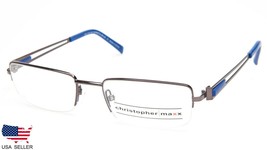 New Christopher Maxx 267M Gunmetal /BLUE Eyeglasses Glasses Frame 53-19-140 B30 - £77.04 GBP