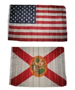 AES 3x5 3&#39;x5&#39; Wholesale Lot Combo: USA American w/State of Florida Flag - £7.79 GBP