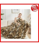 Gorgeous Leopard Print Faux Fur Blanket - Perfect Gift, Luxurious 50&quot; x 60&quot; - $57.41