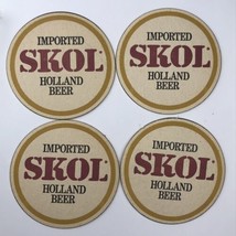 SKOL Holland Beer Coaster Beer Paper Set Of 4  Vintage Bar Cardboard - £8.68 GBP