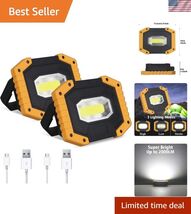 Rechargeable LED Work Light 2 Pack, COB 30W 2000LM Portable LED Work Lig... - $37.76