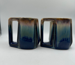 VTG Rodolfo Padilla Drip Glaze Stacking Stoneware Coffee Mugs Mexican Pottery - £18.10 GBP
