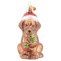 Old World Christmas Chocolate Labrador Puppy Glass Ornament with FREE Box - $19.79