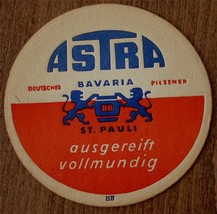 Vintage Collectible Astra Bavaria St. Pauli Cardboard Coaster Collectible - £2.36 GBP