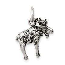 Sterling Silver Antiqued Moose Charm Pendant Jewelry 15mm x 15mm - £15.80 GBP