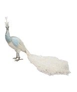 December Diamonds 08-08525 White Blue Feather Peacock 32&quot; Home Decor Chr... - £111.60 GBP