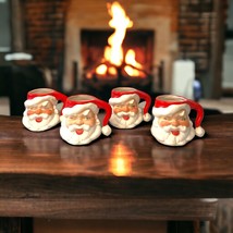 4pcs Vintage Ceramic Winking Santa Hot Chocolate Mugs Christmas Decor - £37.33 GBP