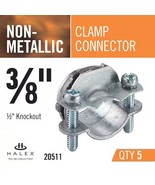 Non Metallic 3/8&quot; Clamp Connectors 2 screws 1/2&quot; Knockout 5 Pack UL HALE... - $25.68 CAD