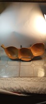 Monkey Pod Wood Carved Divided Dish Bowl Tray  - $19.99