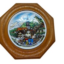 Vintage Oberammergau Souvenir Wood Framed Mini Plate Bavarian German Collectible - £15.27 GBP