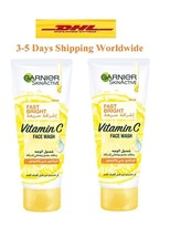 2 Garnier Skin Active Fast Bright Face Wash With Vitamin C And Lemon 100... - £38.57 GBP