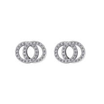 Charm Double Round Intertwined Stud Earrings Cubic - £5.69 GBP