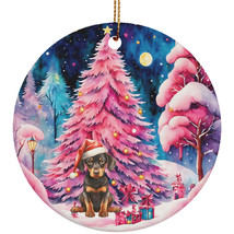 Cute Doberman Pinscher Puppy Dog Pink Tree Ornament Ceramic Night Christmas Gift - £11.82 GBP