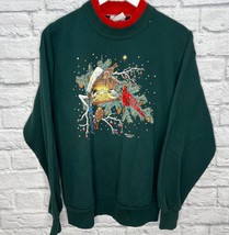 Vintage Jerzees Morning Sun 90s Cardinal Sweatshirt Size L Green Graphic - £23.26 GBP