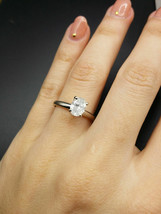 Oval Cut 1.25Ct Simulated Diamond Engagement Ring Solid 14k White Gold Size 5.5 - £208.54 GBP