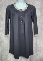 Eileen West Gray Nightgown Sweater Knit Long Sleeve V-Neck Womens XS Whi... - $28.99