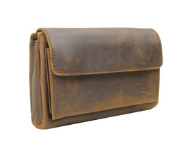 Vagarant Traveler 8.5 in. Cowhide Leather Large Clutch Bag LH01.VB - £54.25 GBP