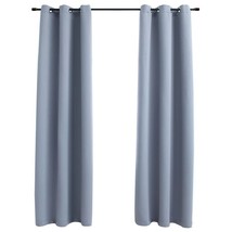 vidaXL Blackout Curtains with Rings 2 pcs Gray 37"x63" Fabric - $48.43