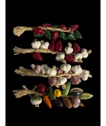 VTG (4) Colorful Mexican Ristra Folk Art Paper CERAMIC Hanging Vegetable... - $942.26 MXN