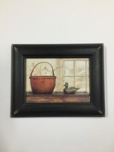 Primitive Wooden Framed Picture Basket Duck Window - $8.49