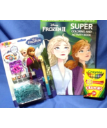 Frozen Color Book 24 Crayola Crayons &amp; Frozen Rainbow Loom Girls New Toys - £10.07 GBP