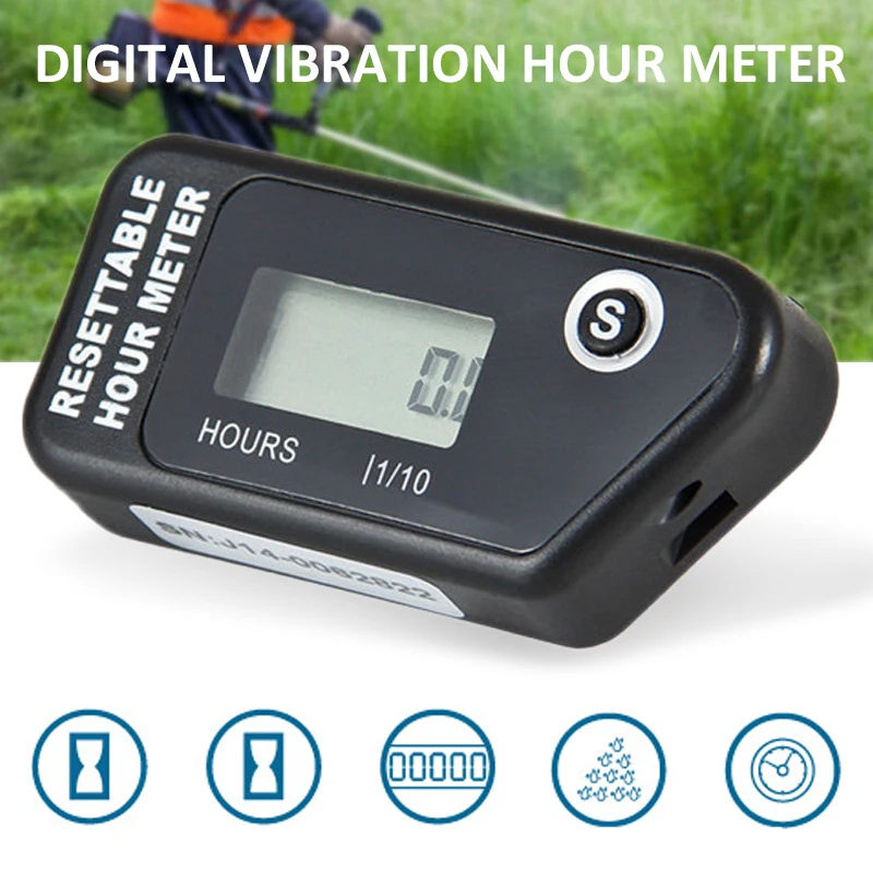 1Pc New LCD Display Motorboat Digital Vition Activated Portable Hour Meter Motor - £88.50 GBP