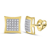 10kt Yellow Gold Mens Round Diamond Square Kite Cluster Earrings 1/8 Cttw - £186.65 GBP