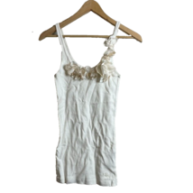 Abercrombie &amp; Fitch Womens White Tank Top Size Small Flower Applique - £7.55 GBP