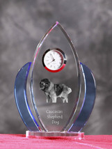 Caucasian Shepherd Dog-   crystal clock in the shape of a wings with the... - £51.90 GBP