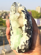 5" Green Apophyllite &amp; Stilbite Crystal Geode 760g Natural Mineral Display - $116.47