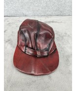 Vintage Old Red Leather Panel Cap Hat Prop - Has Damage - $15.98