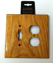 Vintage Oak Wood Toggle Switch and Duplex Wall Plate Cover 5-1/2&quot; X 5-1/2&quot; - £10.94 GBP