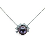 18k (750) White Gold Natural Tahitian Black Pearl and Natural Diamond Pe... - $4,059.00