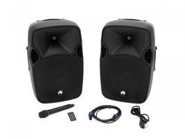 Omnitronic XFM-212AP Active 2-Wege Speaker Set With Wireless Microphone - £434.20 GBP