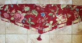 Waverly Ascot Valance 48&quot; x 18&quot; Red and Yellow with Roses and Blue Flowers - £11.63 GBP