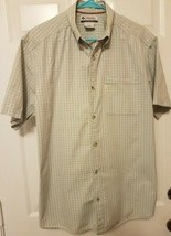 Columbia Mens L Short Sleeve Button Up Cotton Shirt Plaid Blue/Brown - $11.63