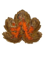 Vintage Ceramic Maple Leaf Trinket Dish Brown Orange Candy Holder Handma... - $280.61 MXN