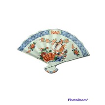 Vintage Japanese Ceramic Fan Gold Tone Rim Sticker w/Japan &amp; &quot;N&quot; Birds F... - $29.00